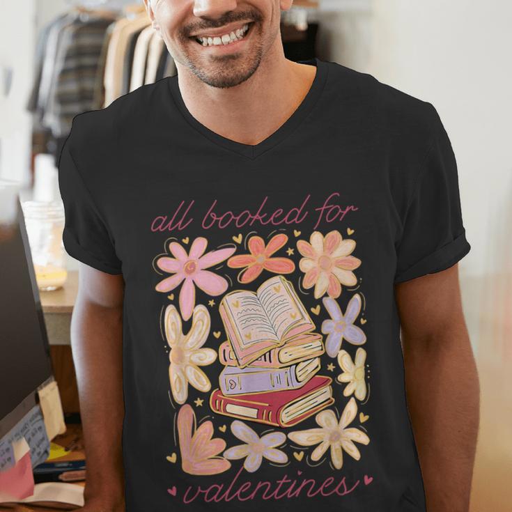Valentine All Booked For Valentines Book Lovers Teacher Kids Men's V-Neck T-Shirt