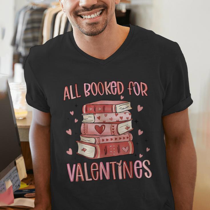 Valentines All Booked For Valentines Book Lovers Teacher Kid Men's V-Neck T-Shirt