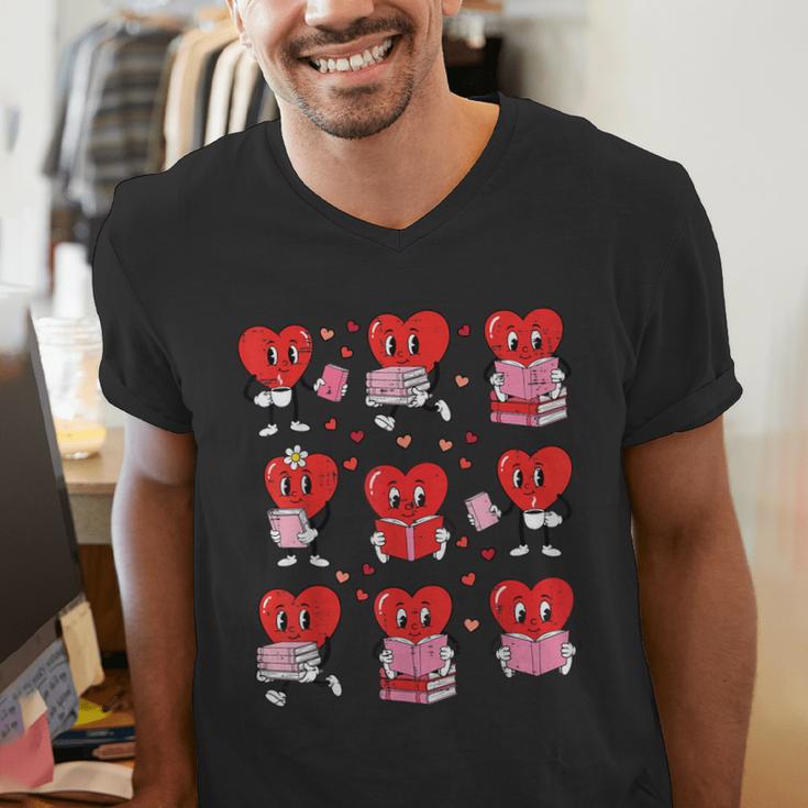 Valentines Day Librarian Heart Reading Book Women Men Kids Men's V-Neck T-Shirt Valentines Day Librarian Heart Reading Book Women Men Kids Men's V-Neck T-Shirt