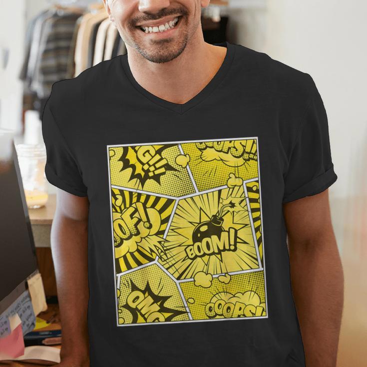 Varsity-Gold Yellow Comic Book University Varsity-Gold Men's V-Neck T-Shirt