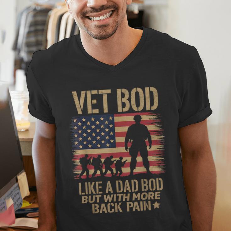 Vet Bod Like Dad Bod But With More Back Pain US Flag Veteran Men's V-Neck T-Shirt