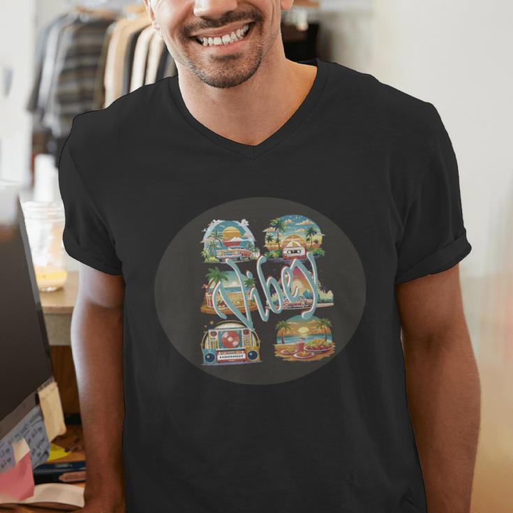 Vibey Nostalgia & Retro Charm Men's V-Neck T-Shirt Vibey Nostalgia & Retro Charm Men's V-Neck T-Shirt