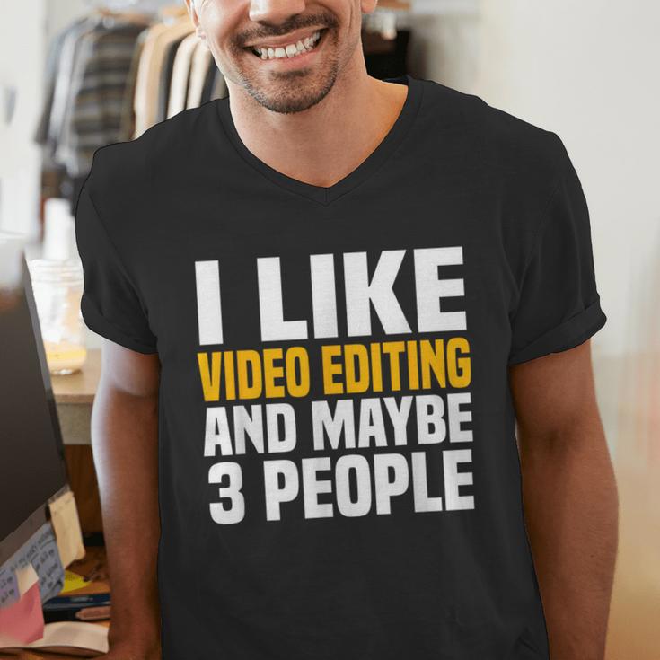 Video Editor Introvert Editing Production Filmmaking Job Men's V-Neck T-Shirt Video Editor Introvert Editing Production Filmmaking Job Men's V-Neck T-Shirt