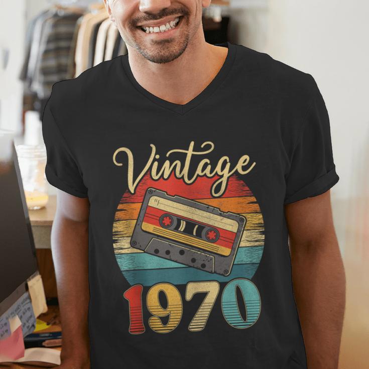 Vintage 1970 Retro Cassette Tape 70s Born Nostalgia Birthday Men's V-Neck T-Shirt