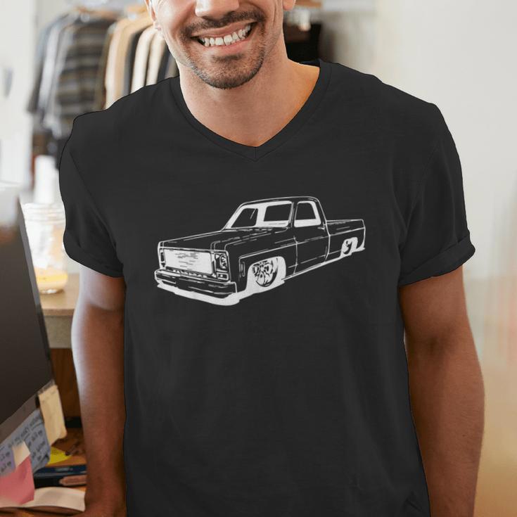 Vintage 73-87 Mini C10 Truck Slammed Graphic Dad Gag Father Men's V-Neck T-Shirt