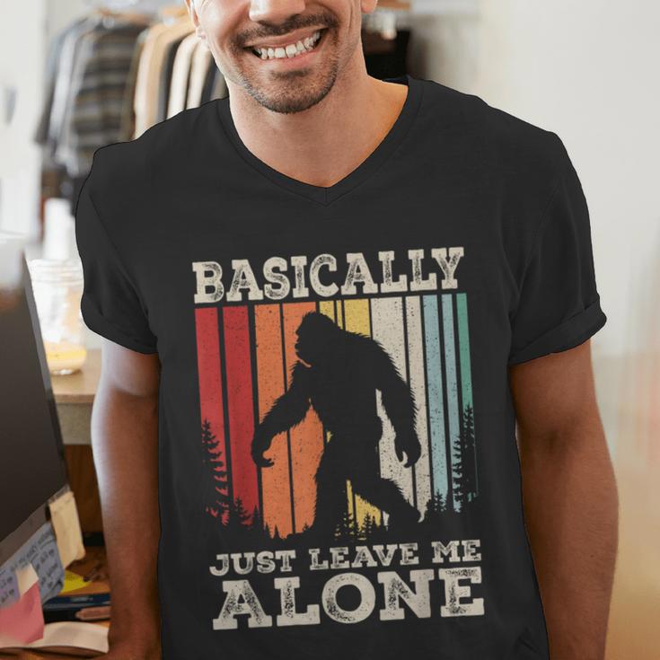 Vintage Basically Just Leave Me Alone Bigfoot Introverts Men's V-Neck T-Shirt