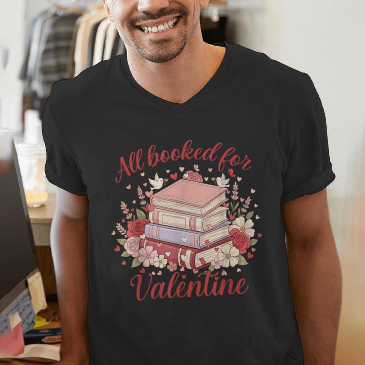 Vintage All Booked For Valentines Book Lovers Teacher Kids Men's V-Neck T-Shirt
