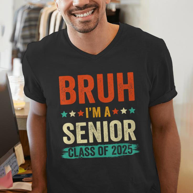Vintage Bruh I'm A Senior Class Of 2025 Graduation Women Men Men's V-Neck T-Shirt