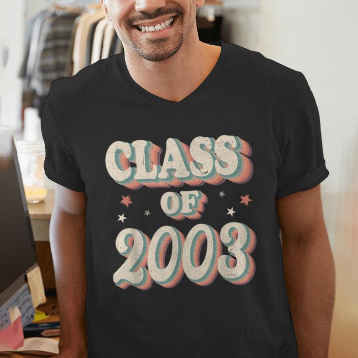 Vintage Class Of 2003 03 High School Graduation Men's V-Neck T-Shirt
