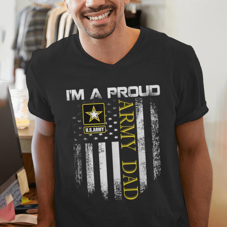 Vintage I'm A Proud Army Dad With American Flag Men's V-Neck T-Shirt