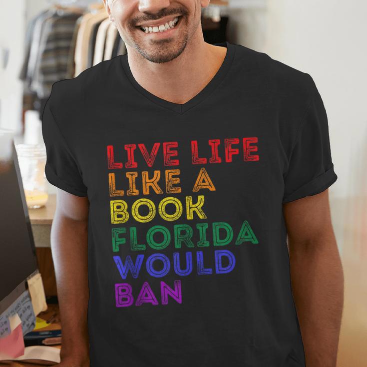 Vintage Live Life Like A Book Florida Would Ban LGBT Month Men's V-Neck T-Shirt Vintage Live Life Like A Book Florida Would Ban LGBT Month Men's V-Neck T-Shirt