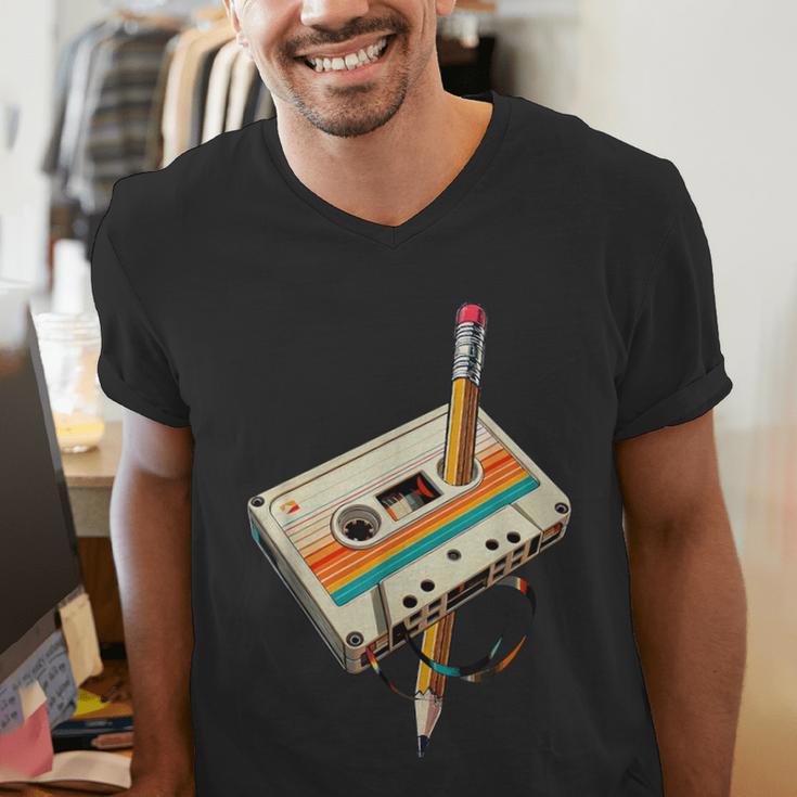Vintage Pencil Rewind Cassette Tape Nostalgia Party 80s 90s Men's V-Neck T-Shirt