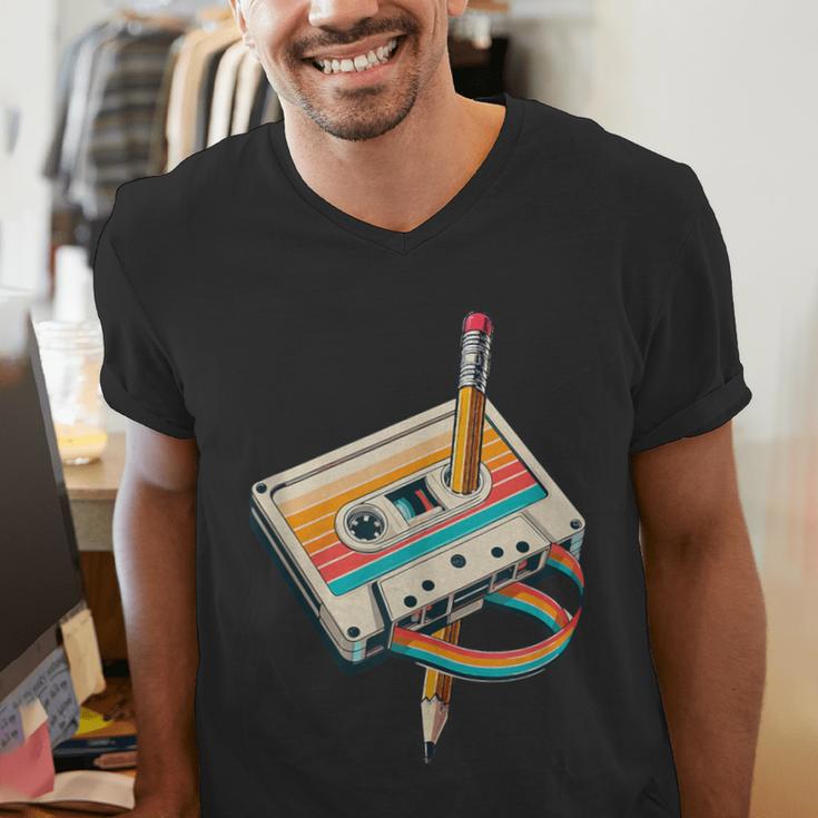 Vintage Pencil Rewind Cassette Tape Nostalgia Party 80s 90s Men's V-Neck T-Shirt