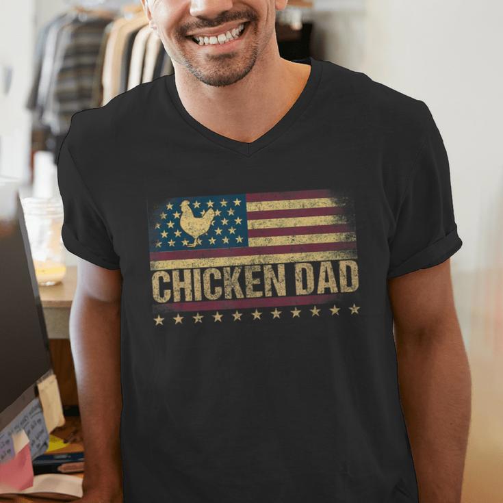 Vintage USA Flag Chicken Dad Stars Men's V-Neck T-Shirt