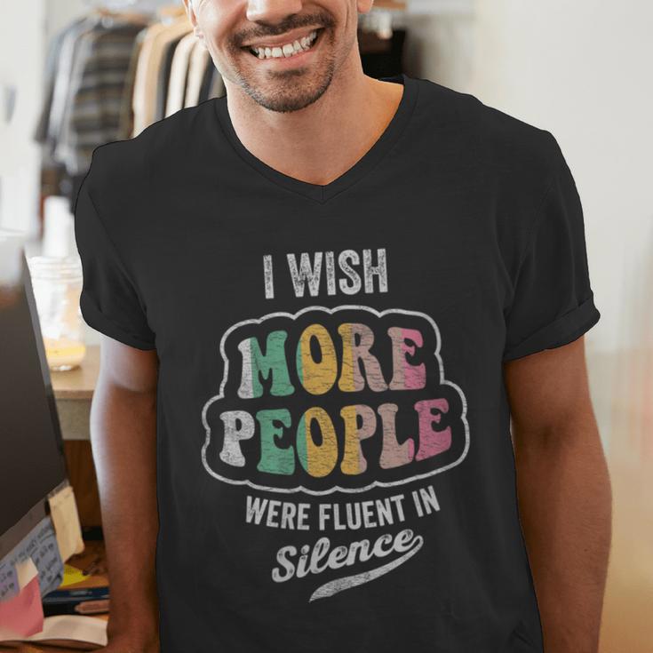 Vintage I Wish More People Were Fluent In Silence Introvert Men's V-Neck T-Shirt Vintage I Wish More People Were Fluent In Silence Introvert Men's V-Neck T-Shirt