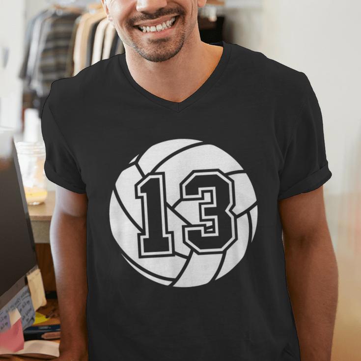 Volleyball Player 13 Volleyball Mom Dad Jersey Number 13 Men's V-Neck T-Shirt