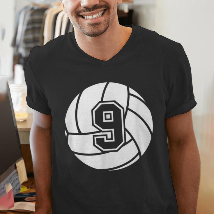 Volleyball Player 9 Volleyball Mom Dad Jersey Number 9 Men's V-Neck T-Shirt
