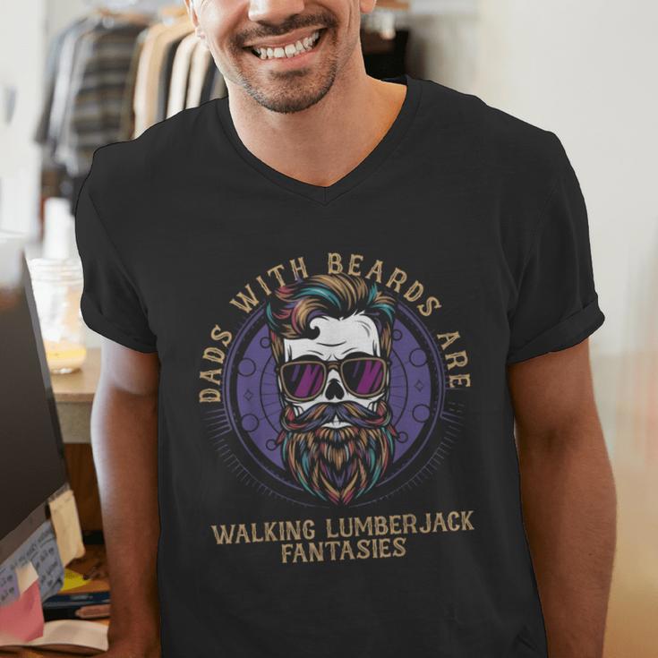 Walking Lumberjack Fantasies Dads With Beards Fantasy Art Men's V-Neck T-Shirt Walking Lumberjack Fantasies Dads With Beards Fantasy Art Men's V-Neck T-Shirt