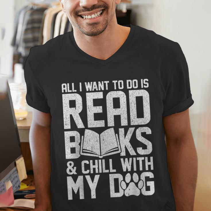 All I Want To Do Is Read Books Reading Dog Lovers Men's V-Neck T-Shirt All I Want To Do Is Read Books Reading Dog Lovers Men's V-Neck T-Shirt