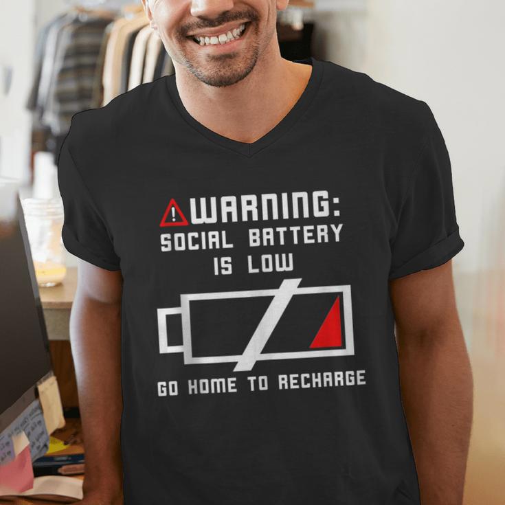 Warning Social Battery Is Low Introvert Shirt Men's V-Neck T-Shirt Warning Social Battery Is Low Introvert Shirt Men's V-Neck T-Shirt