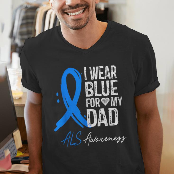 I Wear Blue For My Dad Shirt ALS Awareness Tshirt Men's V-Neck T-Shirt