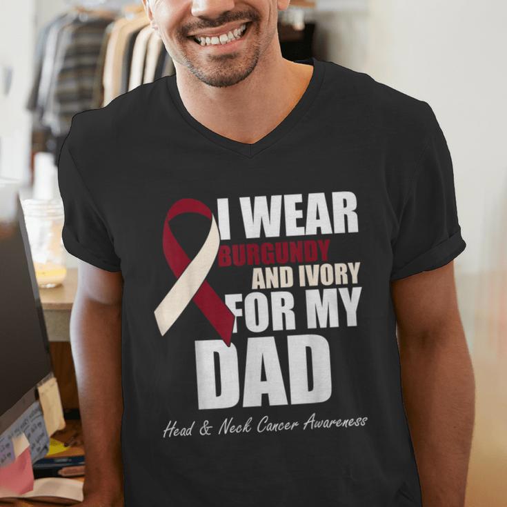 I Wear Burgundy Ivory For My Dad Oral Head Neck Cancer Men's V-Neck T-Shirt