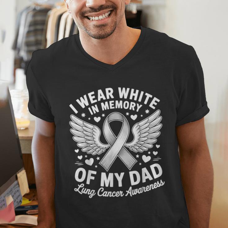 I Wear In Memory Of My Dad Lung Cancer Awareness Men's V-Neck T-Shirt I Wear In Memory Of My Dad Lung Cancer Awareness Men's V-Neck T-Shirt