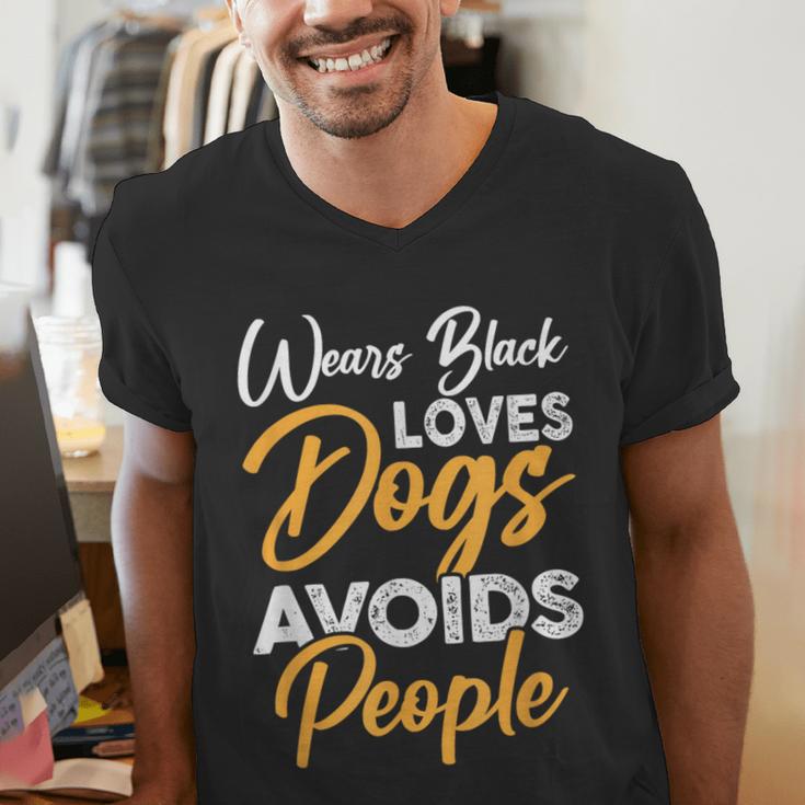 Wears Loves Dogs Avoids People I Introvert Men's V-Neck T-Shirt