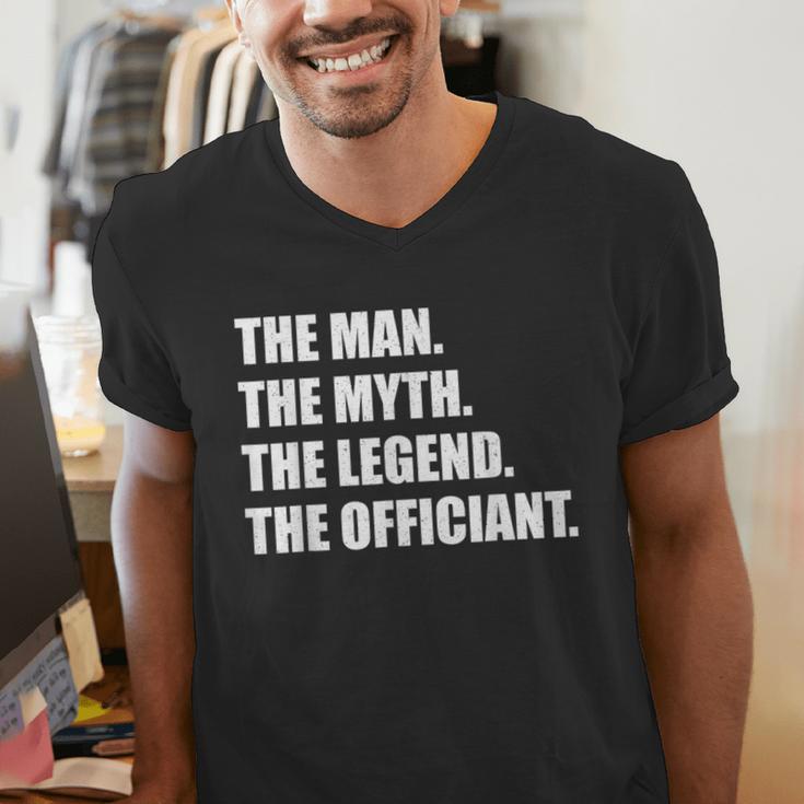 Wedding Officiant Art For Men Dad Ordained Minister Men's V-Neck T-Shirt