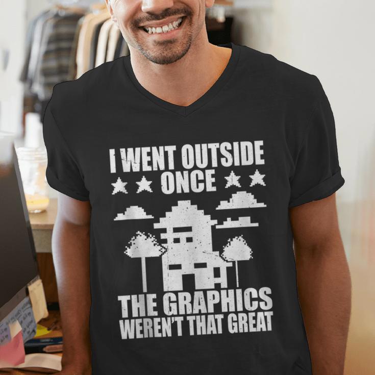 I Went Outside Once Introverts Joke Social Loner Men's V-Neck T-Shirt