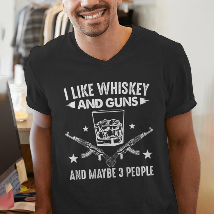 I Like Whiskey And Guns And Maybe 3 People Introvert Men's V-Neck T-Shirt I Like Whiskey And Guns And Maybe 3 People Introvert Men's V-Neck T-Shirt