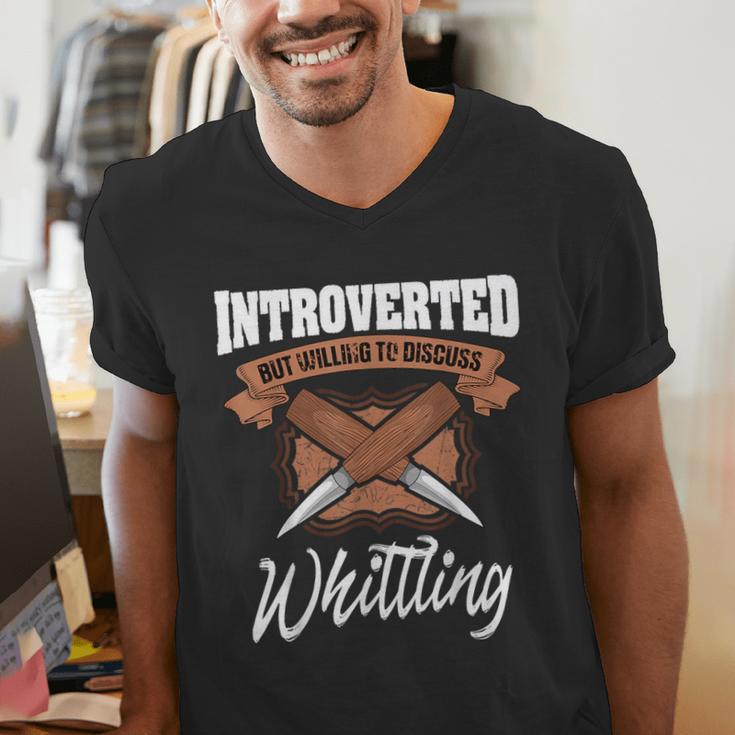 Whittling Hobby Woodcarve Introverted Wood Artist Whittler Men's V-Neck T-Shirt