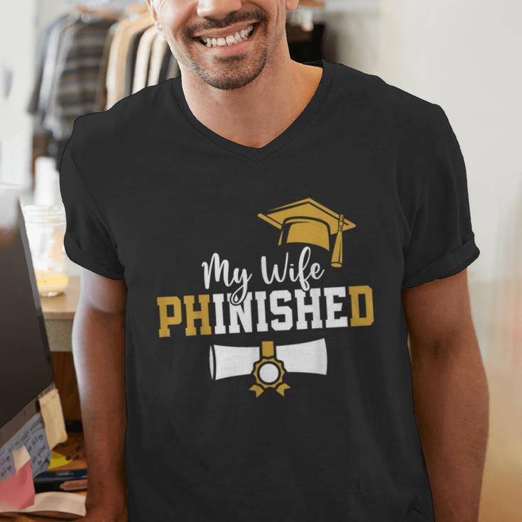 My Wife Phinished PhD Graduation Family Matching Men's V-Neck T-Shirt