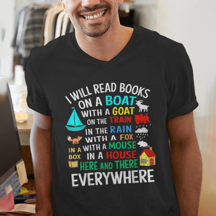 I Will Read Books On A Boat & Everywhere Men's V-Neck T-Shirt I Will Read Books On A Boat & Everywhere Men's V-Neck T-Shirt