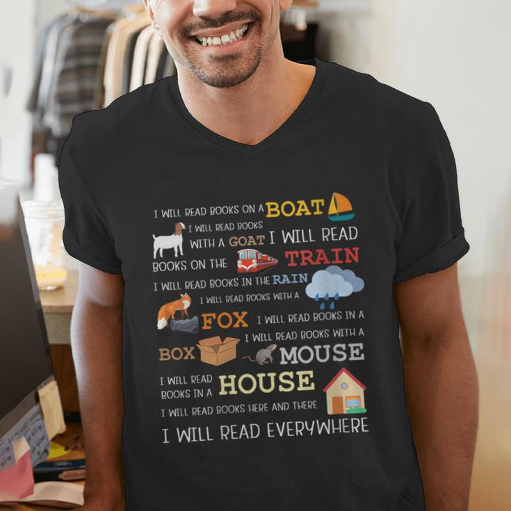I Will Read Books On a Boat & Everywhere Reading Men's V-Neck T-Shirt