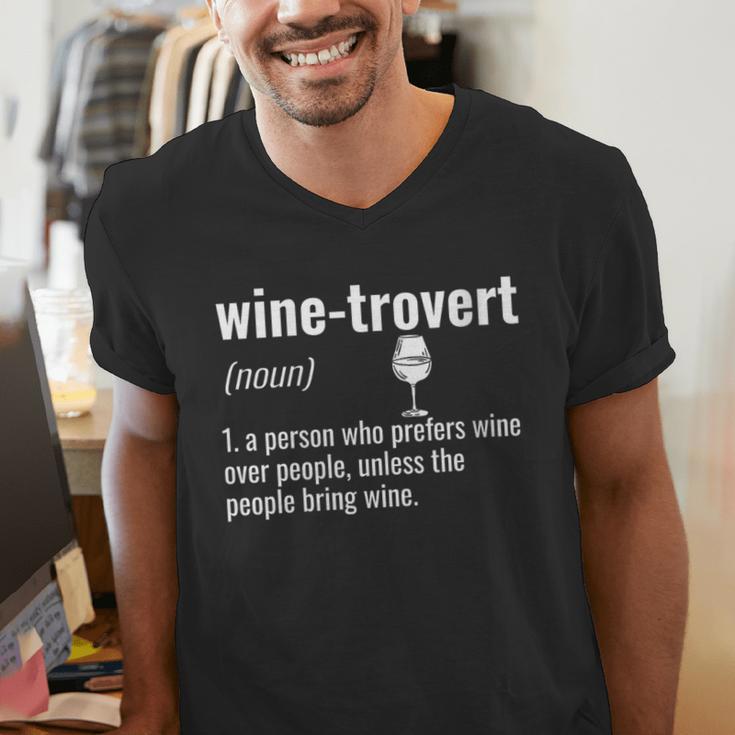 Wine-Trovert Wine Humor Definition Introvert Men's V-Neck T-Shirt