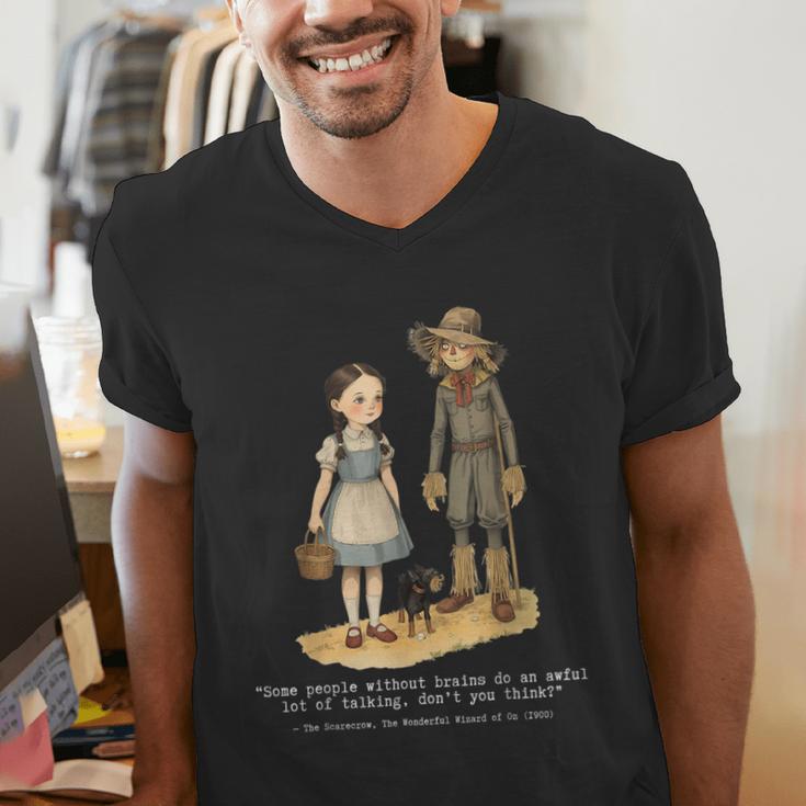 Wizard Of Oz Book Quote Scarecrow Dorothy Retro Drawing Men's V-Neck T-Shirt