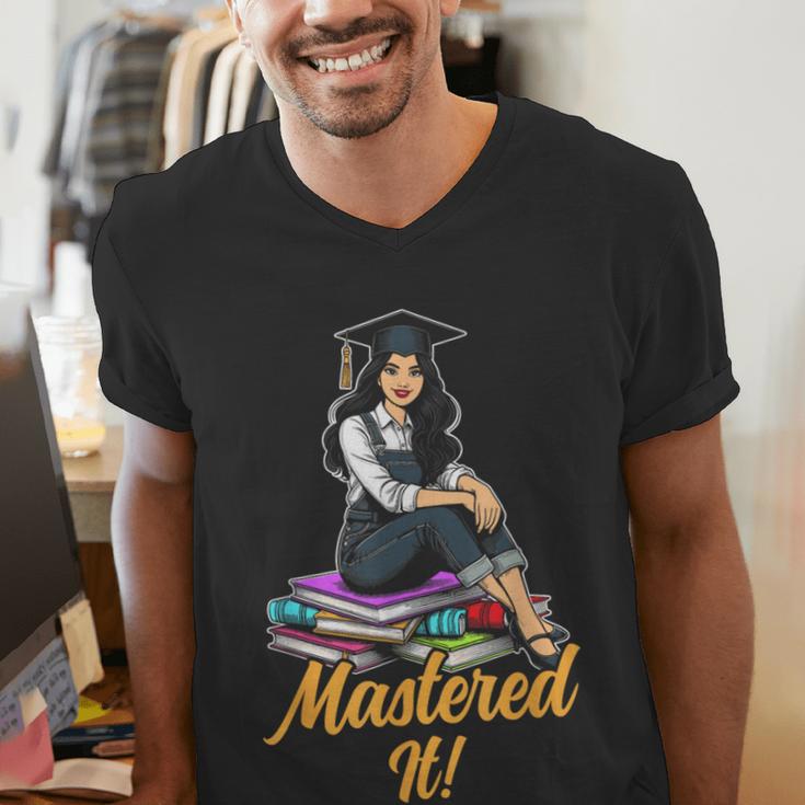 Women Mastered It Girl Master Degree Graduation Graduate Men's V-Neck T-Shirt