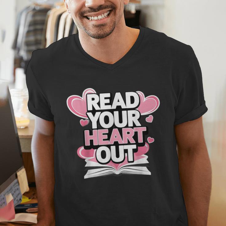 Women Read Your Heart Out Valentine's Day Teacher Book Men's V-Neck T-Shirt Women Read Your Heart Out Valentine's Day Teacher Book Men's V-Neck T-Shirt