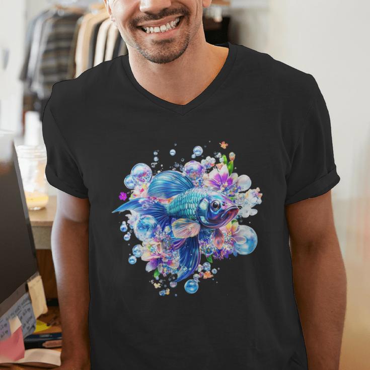 Women's Frutiger Aero Y2K Fish Men's V-Neck T-Shirt
