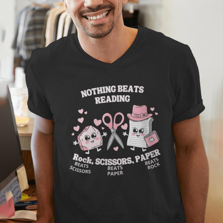 Women's Nothing Beats Reading Book Lover Statement Men's V-Neck T-Shirt
