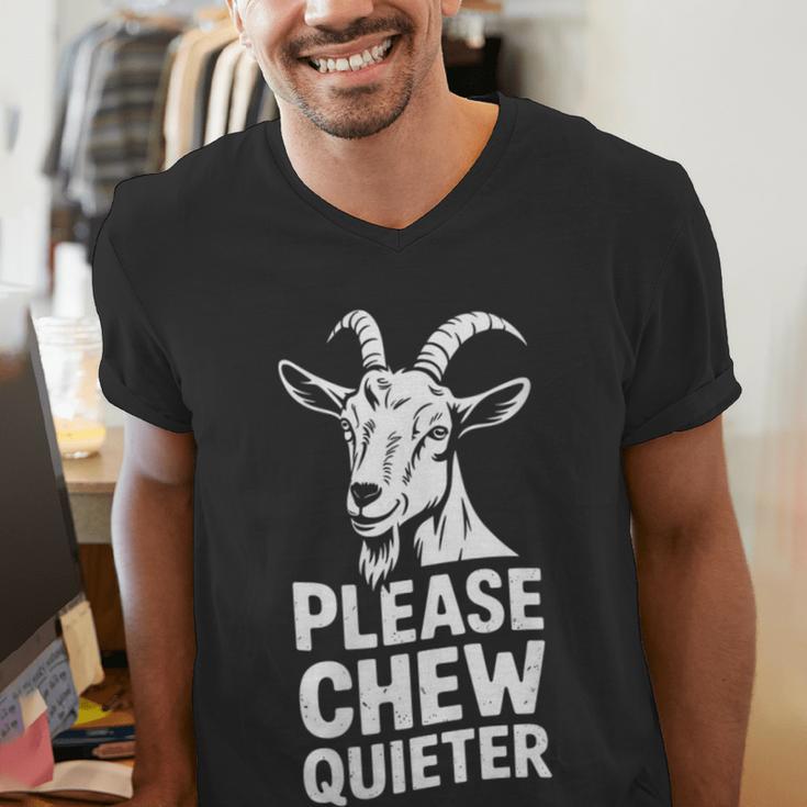Women's Please Chew Quieter Introvert Quietness Silence Lover Men's V-Neck T-Shirt