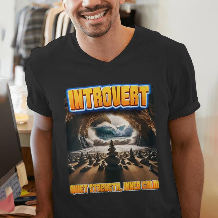 World Introvert Day Quiet Strength Inner Calm Men's V-Neck T-Shirt