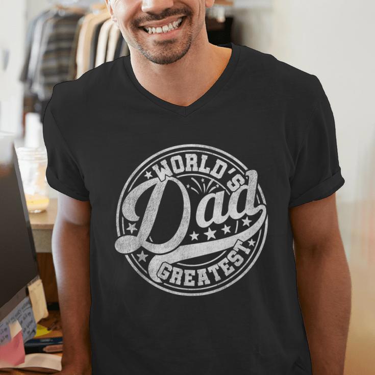 World’s Greatest Dad Father's Day Best Daddy Dad Ever Men's V-Neck T-Shirt