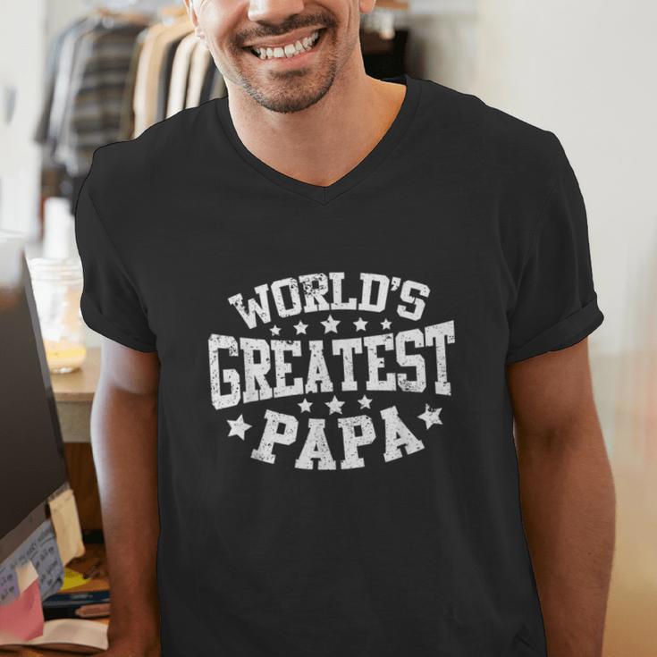 World's Greatest Papa Shirt Dad Father's Day Men's V-Neck T-Shirt