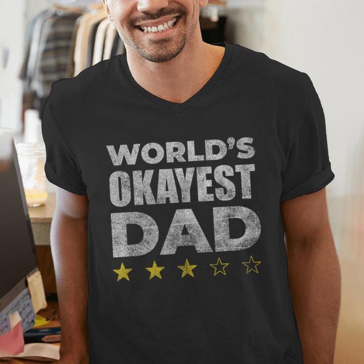 Worlds Okayest Dad Vintage Style Men's V-Neck T-Shirt