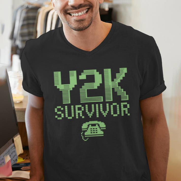 Y2K Survivor 2000s Nostalgia Retro Vintage Nostalgic Men's V-Neck T-Shirt Y2K Survivor 2000s Nostalgia Retro Vintage Nostalgic Men's V-Neck T-Shirt