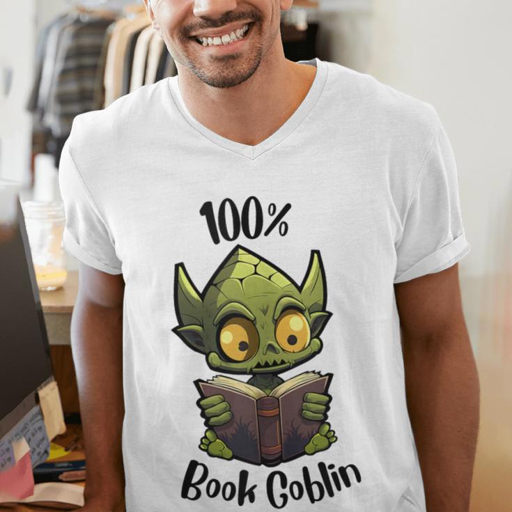 100 Book Goblin Cute Book Reader And Library Lover Men's V-Neck T-Shirt
