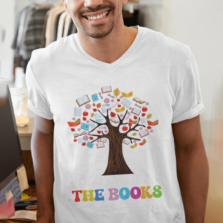100 Days In The Books Reading Teacher 100th Day Of School Premium Tri-Blend Men's V-Neck T-Shirt