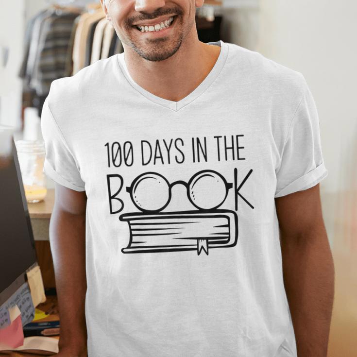 100 Days Of SCHOOKBook Nerd Book Lover Reading Librarian Boo Men's V-Neck T-Shirt